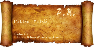 Pikler Milán névjegykártya