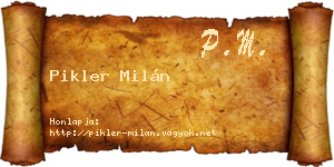 Pikler Milán névjegykártya